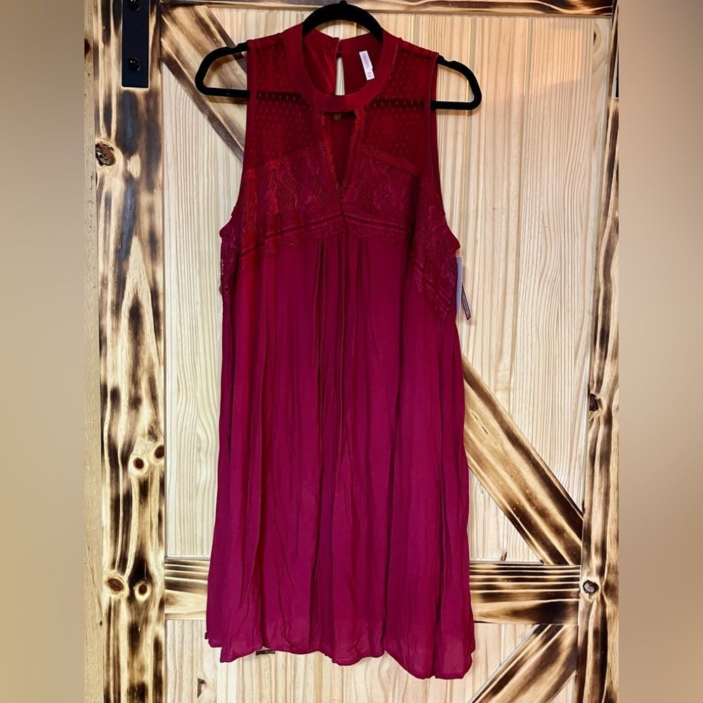 Xhilaration Sleeveless Lace Boho Chic Midi Dress Cranberry XXL